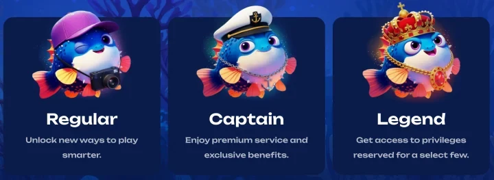 Fugu Casino VIP-Stufen Regular, Captain und Legend